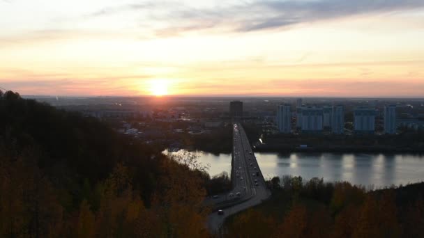 Coucher Soleil Coloré Sur Ville Automne — Video