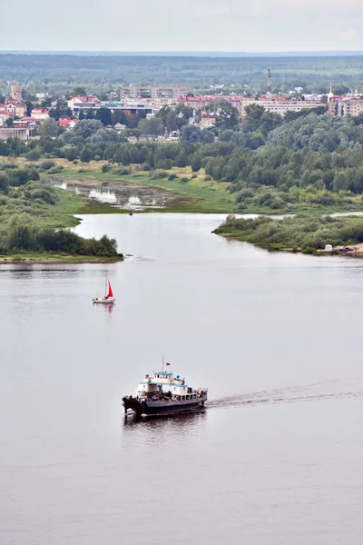 Navio Iates Navegam Rio Volga — Fotografia de Stock