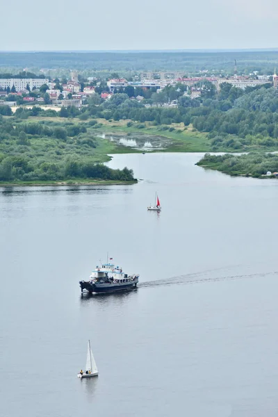 Barco Yates Navegan Por Río Volga —  Fotos de Stock