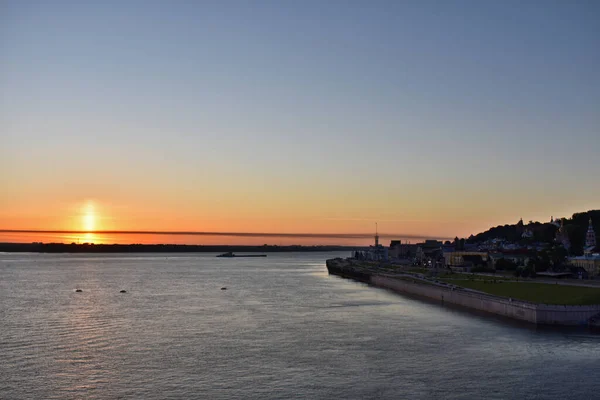 Dawn Wolga Rivier Nizjni Novgorod — Stockfoto