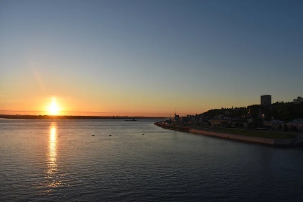 Dawn Wolga Rivier Nizjni Novgorod — Stockfoto