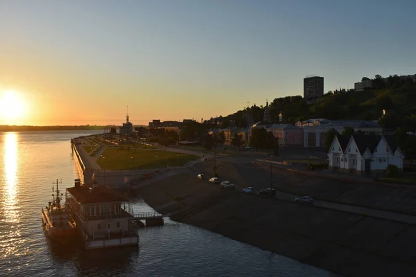 Dawn Wolga Rivier Nizjni Novgorod — Stockfoto