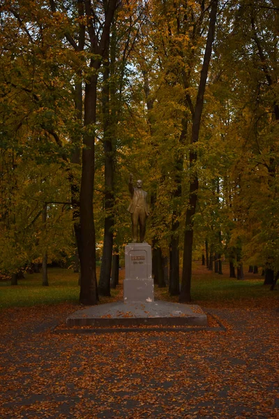 Памятник Ленину Осеннем Парке — стоковое фото