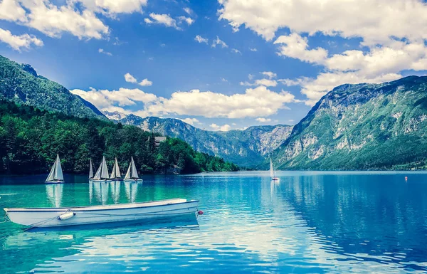 Lake Bled Luminescent Backdrop Alps — Stock Photo, Image