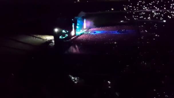 Crowd People Concert Top View Blue Light — Stock Video