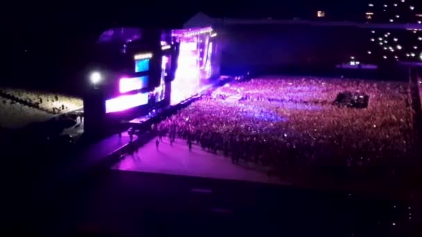 Crowd People Concert Top View Purple Light — Stock Video