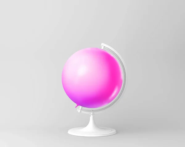 Globe Koule Koule Světlé Balónek Růžový Minimální Koncepce — Stock fotografie