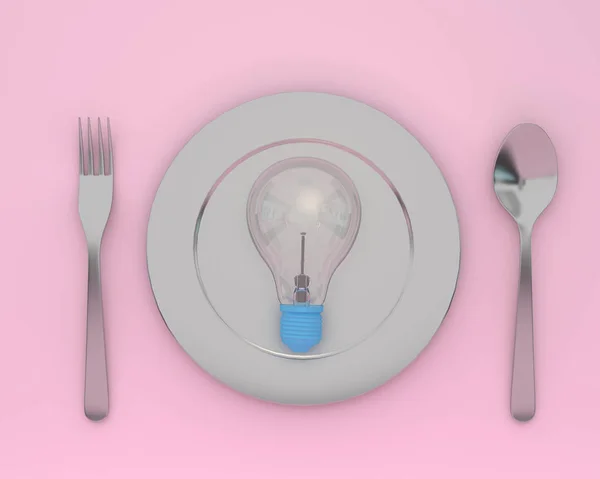 Idea creativa layout fatto di lampadine incandescente su piastra con s — Foto Stock