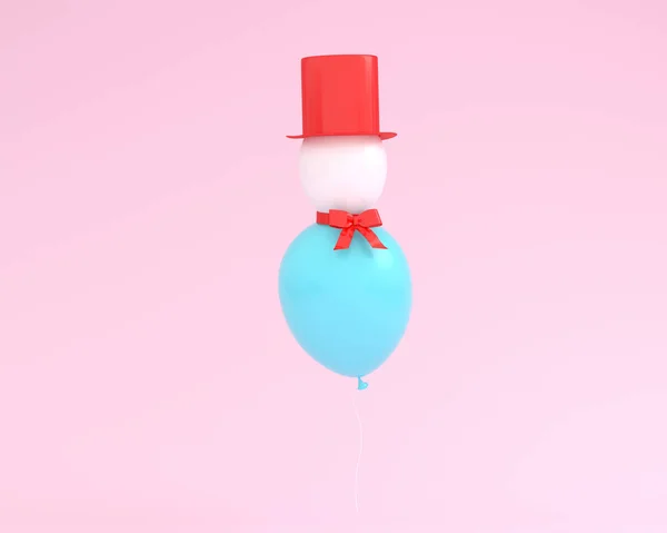 雪人由漂浮在粉红色背景上的气球制成。迷你 — 图库照片