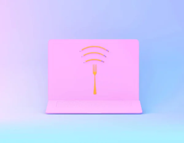 Wifi símbolo diseño de idea creativa hecha de tenedor con lápiz en el pin — Foto de Stock