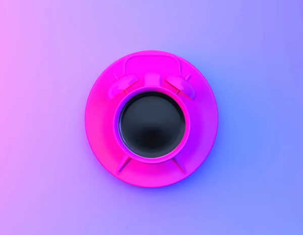 Diseño Creativo Taza Café Despertador Vibrante Gradiente Negrita Púrpura Azul — Foto de Stock