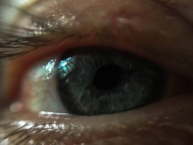 Görünümlü. Makroda insan gözü.