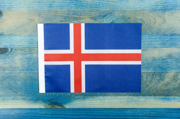 Island Národní Vlajka Dřevěném Pozadí — Stock fotografie
