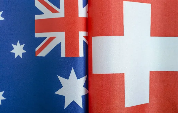 澳大利亚和瑞士的国旗特写 — 图库照片