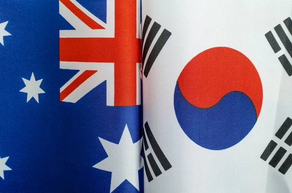 Banderas Nacionales Australia Corea Del Sur —  Fotos de Stock