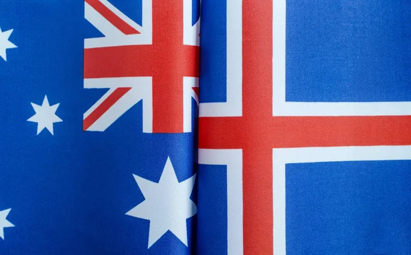 澳大利亚和冰岛的国旗特写 — 图库照片