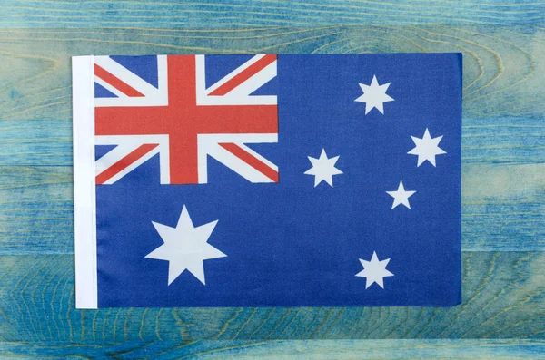 Banderas Nacionales Australia Sobre Fondo Madera —  Fotos de Stock