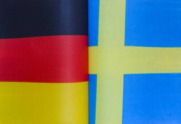Národní Vlajky Německa Švédska Detailní Politika — Stock fotografie