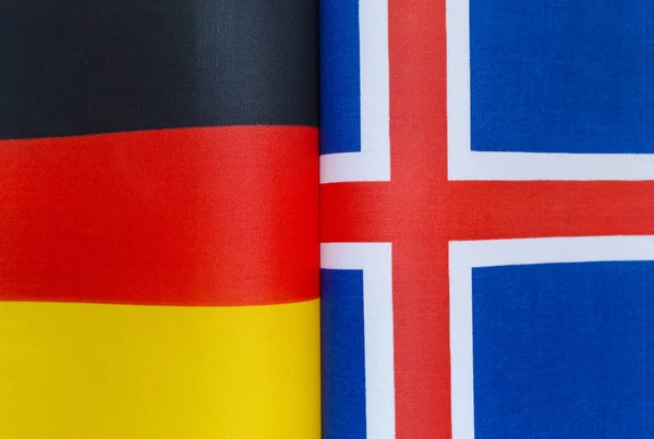 Národní Vlajky Německa Islandu Detailní Politika — Stock fotografie