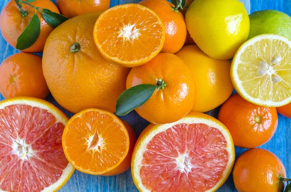 Tangerines Citrons Oranges Citron Citron Citron Vert Gros Plan Sur — Photo