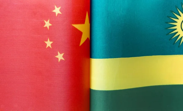 Fragmenten Van Nationale Vlaggen Van China Republiek Rwanda Van Dichtbij — Stockfoto