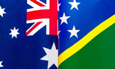 Avustralya ve Solomon Adaları 'nın ulusal bayraklarının parçaları.