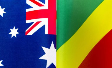 Avustralya ve Kongo Cumhuriyeti 'nin ulusal bayraklarının parçaları birbirine yakın.