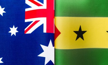 Avustralya ve Sao Tome ve Principe 'nin ulusal bayraklarının parçaları.