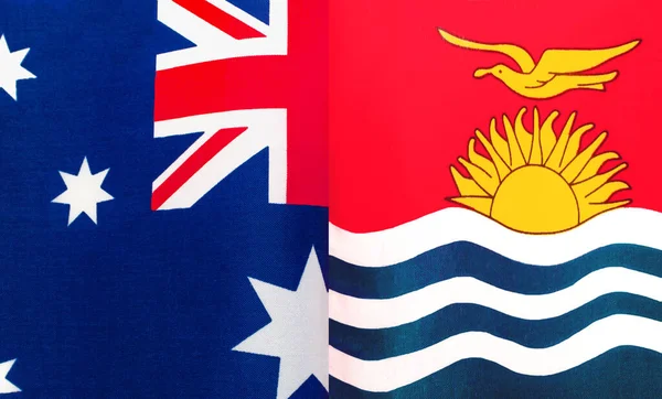 Fragmentos Las Banderas Nacionales Australia República Kiribati Cierran —  Fotos de Stock