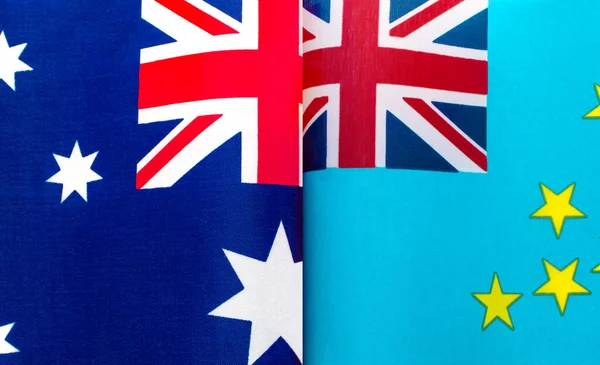 Фрагменты Национальных Флагов Австралии Тувалу Крупным Планом — стоковое фото