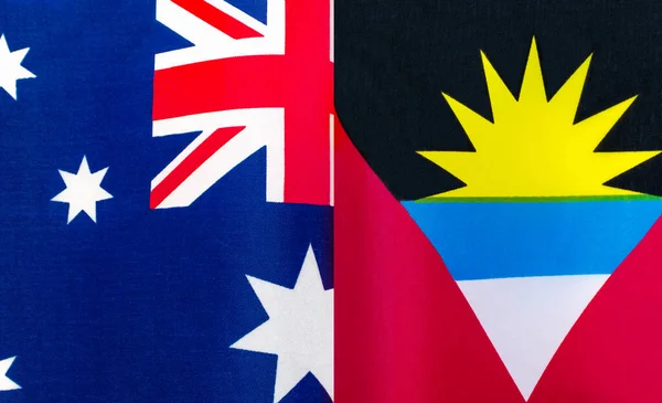 Frammenti Delle Bandiere Nazionali Dell Australia Antigua Barbuda Vicino — Foto Stock
