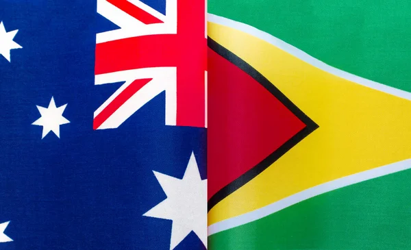 Frammenti Delle Bandiere Nazionali Australia Guyana Vicino — Foto Stock