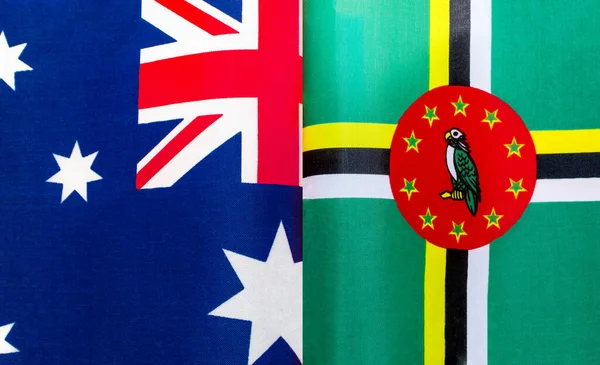 Frammenti Delle Bandiere Nazionali Dell Australia Del Commonwealth Della Dominica — Foto Stock