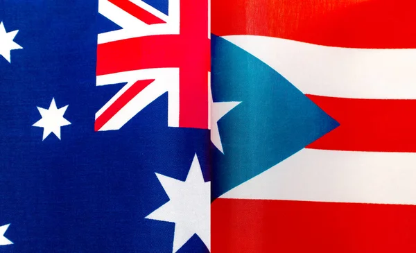 澳大利亚和波多黎各两国国旗的碎片特写 — 图库照片