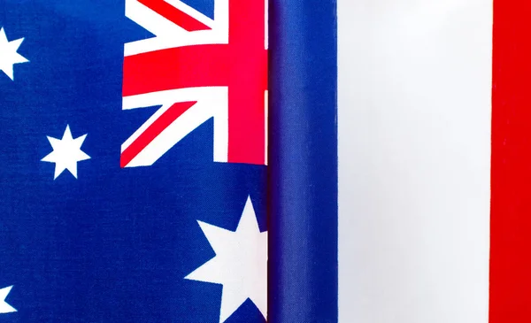 澳大利亚和法国国旗的碎片被关闭 — 图库照片