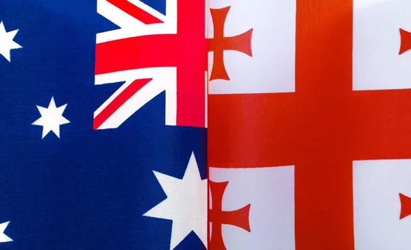 澳大利亚和格鲁吉亚国旗的碎片被关闭 — 图库照片