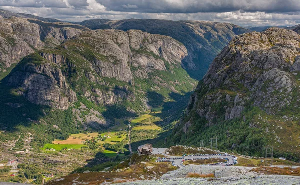 Blick Von Oben Auf Den Parkplatz Bereich Kjerag Parkplatz Europa — Stockfoto