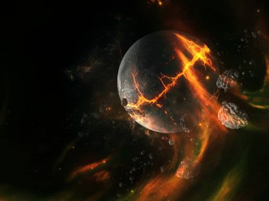 Gezegenler ve galaksi, bilim kurgu duvar kağıdı. Uzayın derinliklerinde güzellik. Evrende milyarlarca galaksi Kozmik sanat arka plan