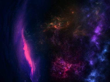 Gezegenler ve galaksi, bilim kurgu duvar kağıdı. Uzayın derinliklerinde güzellik. Evrende milyarlarca galaksi Kozmik sanat arka plan