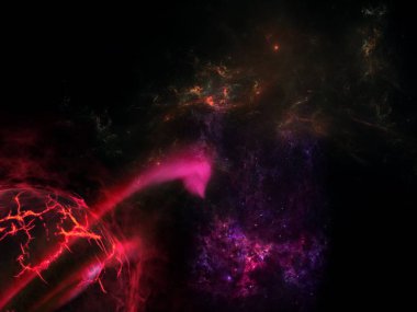 Gezegenler ve galaksi, bilim kurgu duvar kağıdı. Uzayın derinliklerinde güzellik. Evrende milyarlarca galaksi Kozmik sanat arka plan