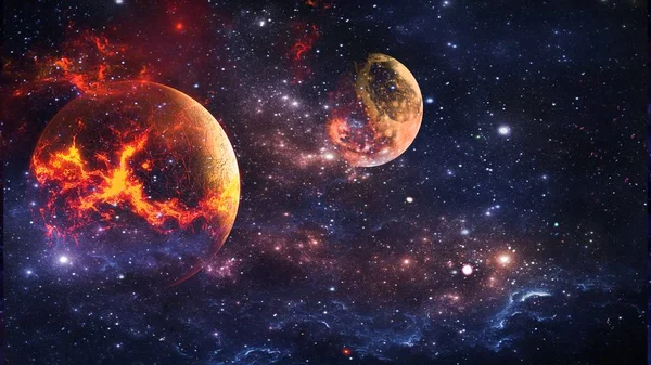 行星和星系 科幻壁纸 深空之美 宇宙中数十亿星系 宇宙艺术背景 — 图库照片