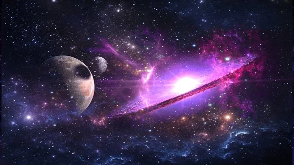 Planets Galaxy Science Fiction Wallpaper Beauty Deep Space Billions Galaxy — Stock Photo, Image