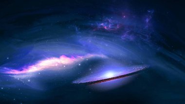 Gezegenler ve galaksi, bilim kurgu duvar kağıdı. Uzayın derinliklerinde güzellik. Evrende milyarlarca galaksi Kozmik sanat arka plan