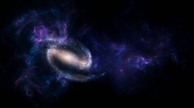 Gezegenler ve galaksi, bilim kurgu duvar kağıdı. Uzayın derinliklerinde güzellik. Evrende milyarlarca galaksi Kozmik sanat arka plan