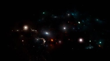 Gezegenler ve galaksi, bilim kurgu duvar kağıdı. Uzayın derinliklerinde güzellik. Evrende milyarlarca galaksi Kozmik sanat arka plan