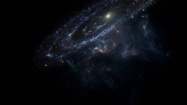 Gezegenler ve galaksi, bilim kurgu duvar kağıdı. Uzayın derinliklerinde güzellik. Evrende milyarlarca galaksi Kozmik sanat arka plan