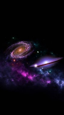 Galaksi milyonlarca veya milyarlarca yıldız, gaz ve toz ile birlikte, yerçekimi cazibe ile birlikte tutulan bir sistem. Akıllı telefon arka planı Için dikey görüntü