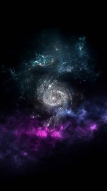 Galaxy a system of millions or billions of stars, together with gas and dust, held together by gravitational attraction. Vertical image For smartphone background clipart