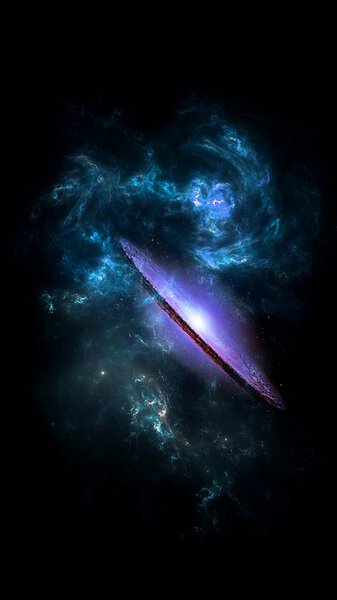 Галактика система миллионов или миллиардов звезд, вместе с газом и пылью, удерживаемая гравитационным притяжением. Вертикальное изображение для фона смартфона
