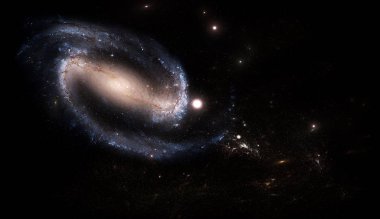 Evren tüm mevcut madde ve uzay bir bütün olarak kabul evrenin. Uzay keşfi güzelliği gösteren uzaysal gezegenler, yıldızlar ve galaksiler ile sahne. 